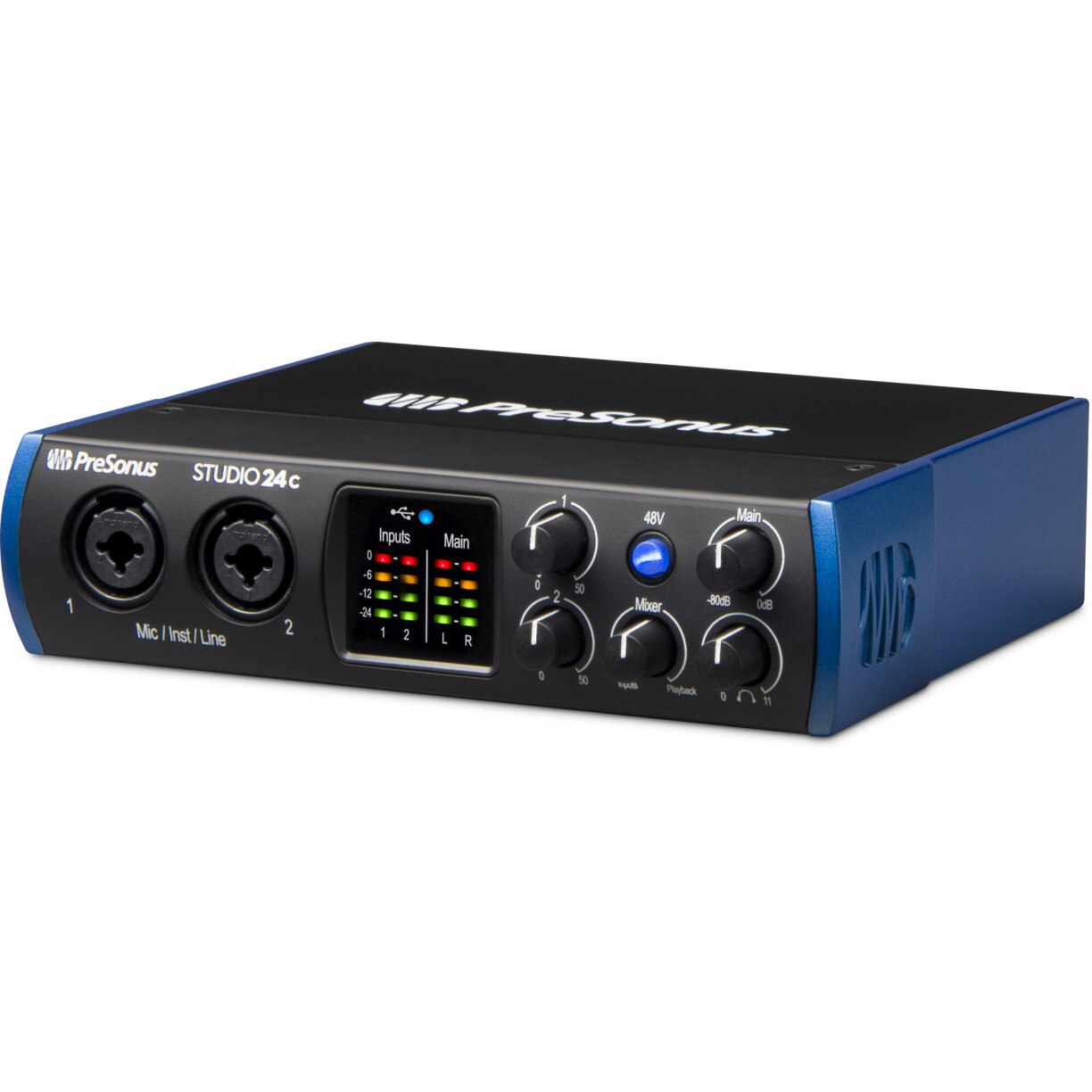 PreSonus Studio 24C 오디오 인터페이스 사운드 카드 (초 고화질 레코딩 용 2 개의 XMAX-L 마이크 프리 앰프 포함)
